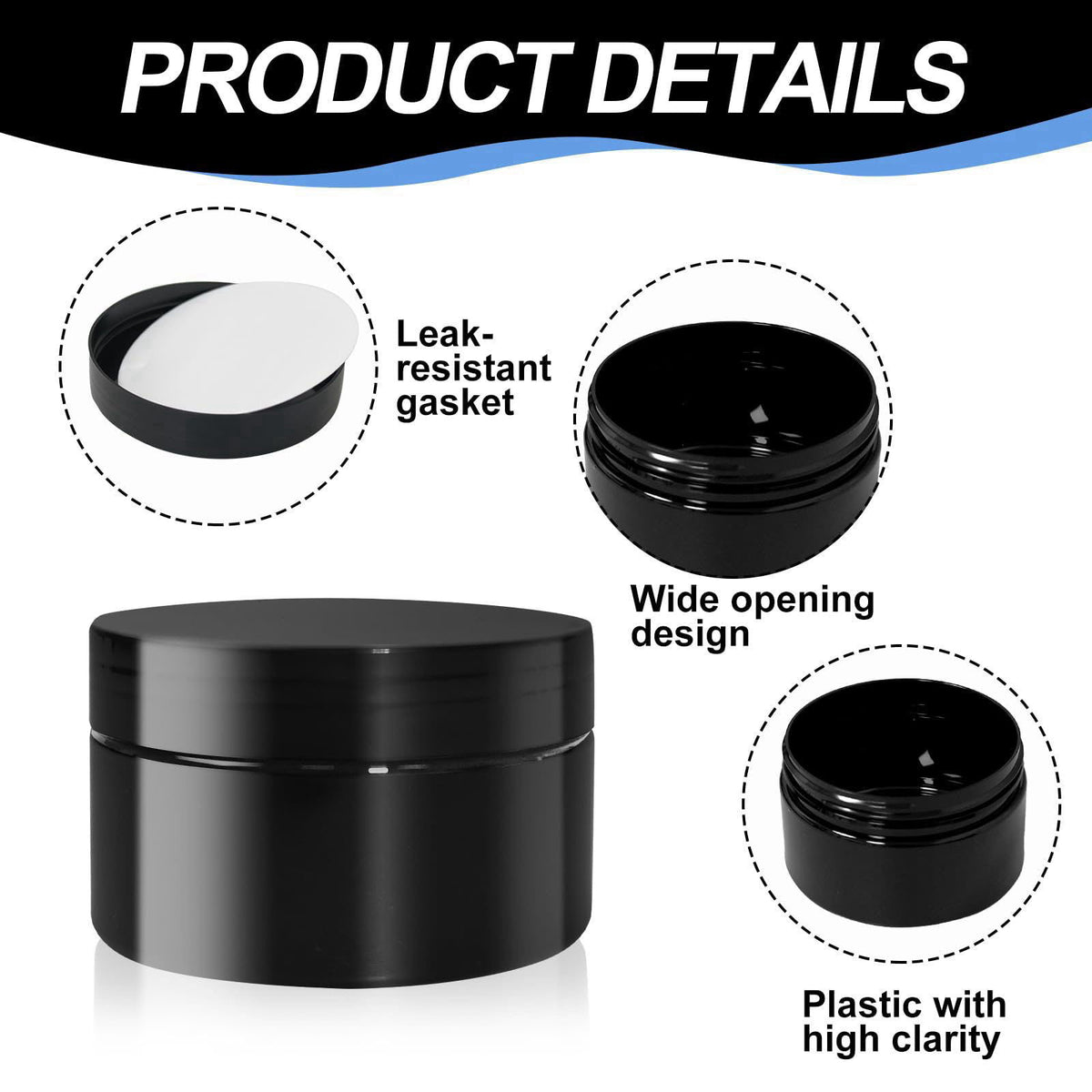 SENONAPO 50 Pcs Plastic Jars with Lid 8 oz Plastic Cosmetic Containers Round Lotion Sample Containers Leak Proof Empty C