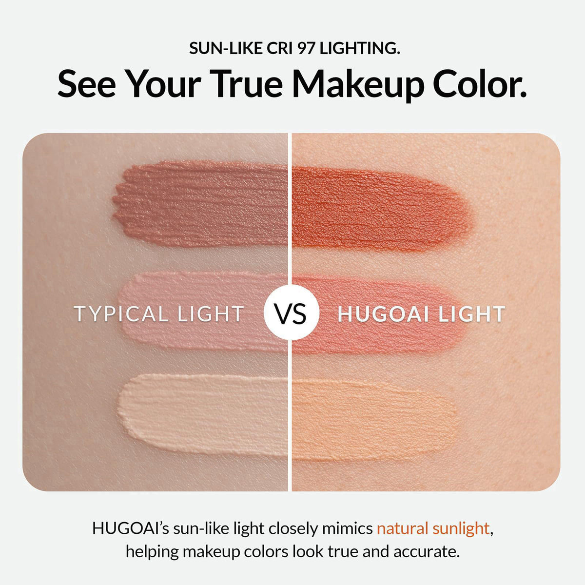 HUGOAI Travel Makeup Mirror with Lights, Iridescent Blush, 11.9" – full view