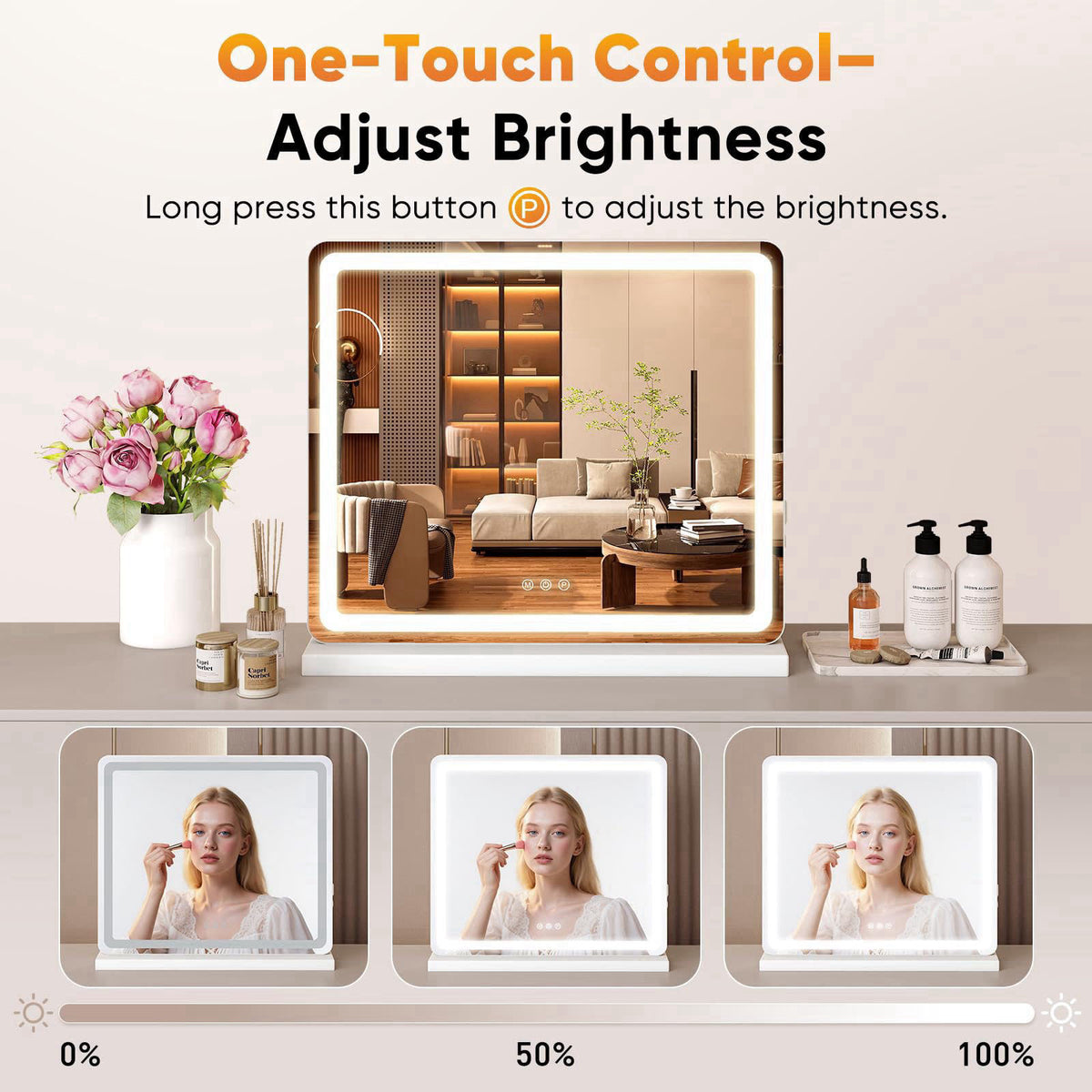 Sweetcrispy 19"x22" LED Vanity Mirror with Lights, Lighted Makeup – back view and specifications