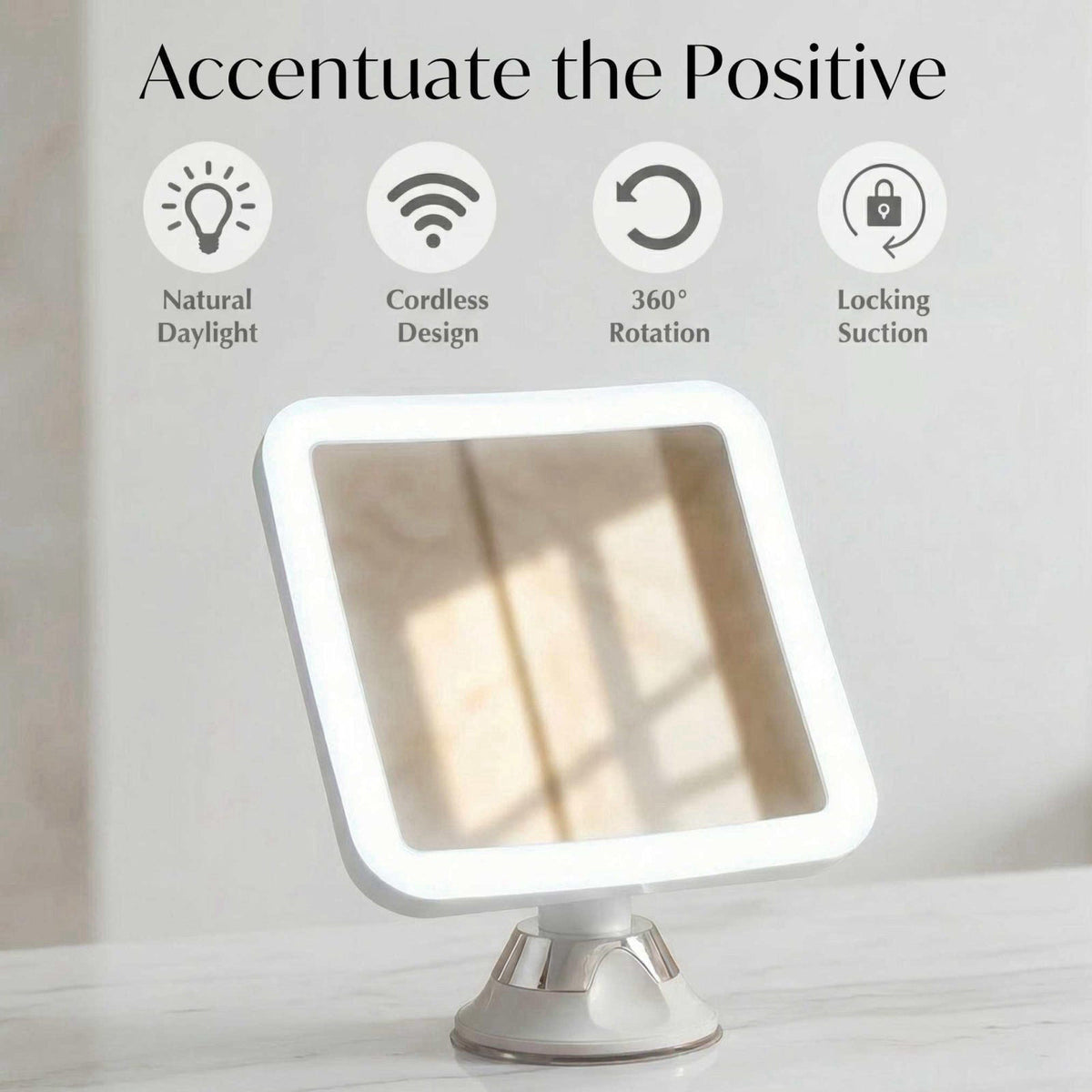 Fancii 10X Magnifying Lighted Makeup Mirror - Daylight LED Vanity Mirror - Compact, Cordless, Locking Suction, 6.5" 