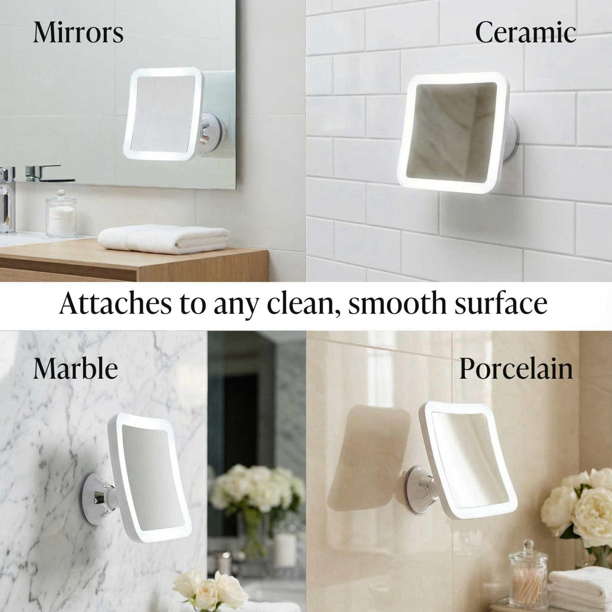 Fancii 10X Magnifying Lighted Makeup Mirror - Daylight LED Vanity Mirror - Compact, Cordless, Locking Suction, 6.5" 