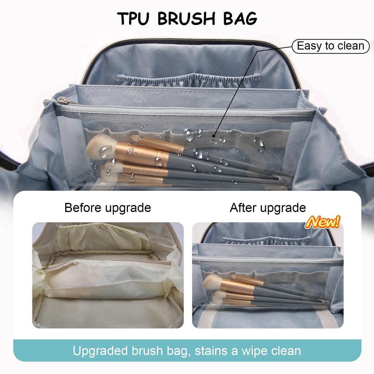 BOYATU Travel Makeup Bag Organizer: 180°Open-Flat 3 Pcs Make up Bags Set – full view