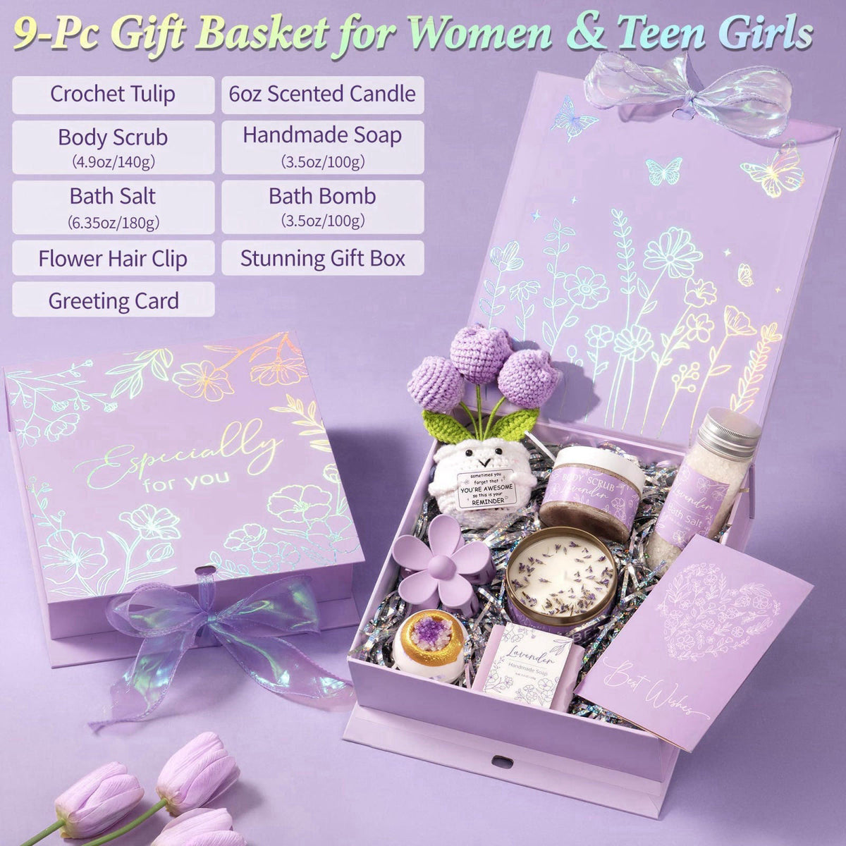 MAYICIVO Spa Gifts Baskets for Women, Bath Sets Christmas Birthday Gifts for Women – close-up detail