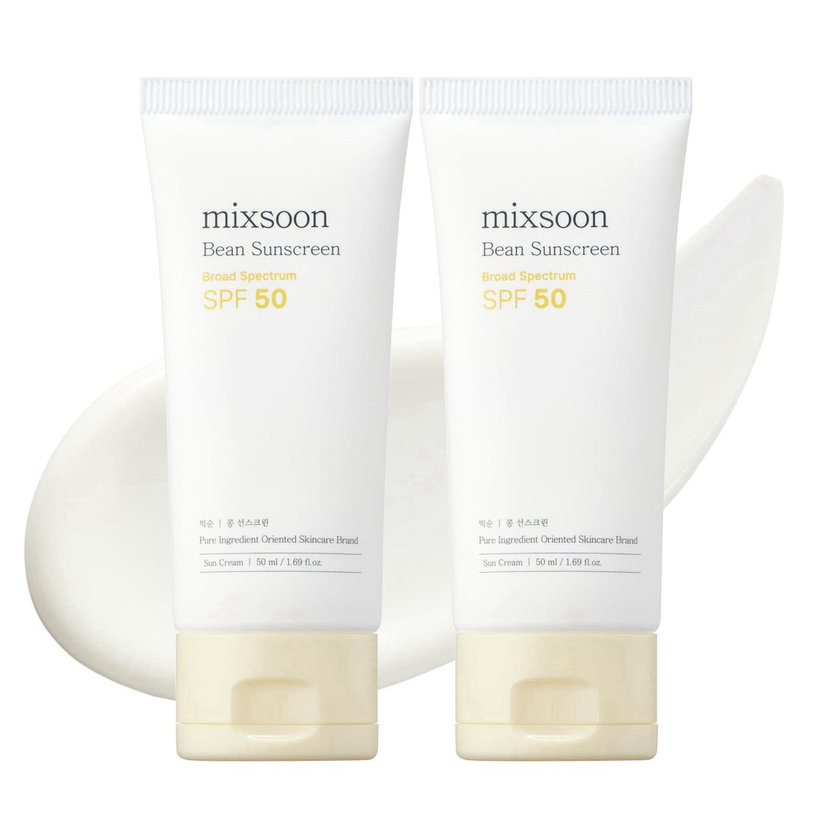 mixsoon Bean Sunscreen 1+1 Bundles-Lightweight Airy Texture SPF 50 Korean Sunscreen for Face, No White Cast, Non-Sticky 