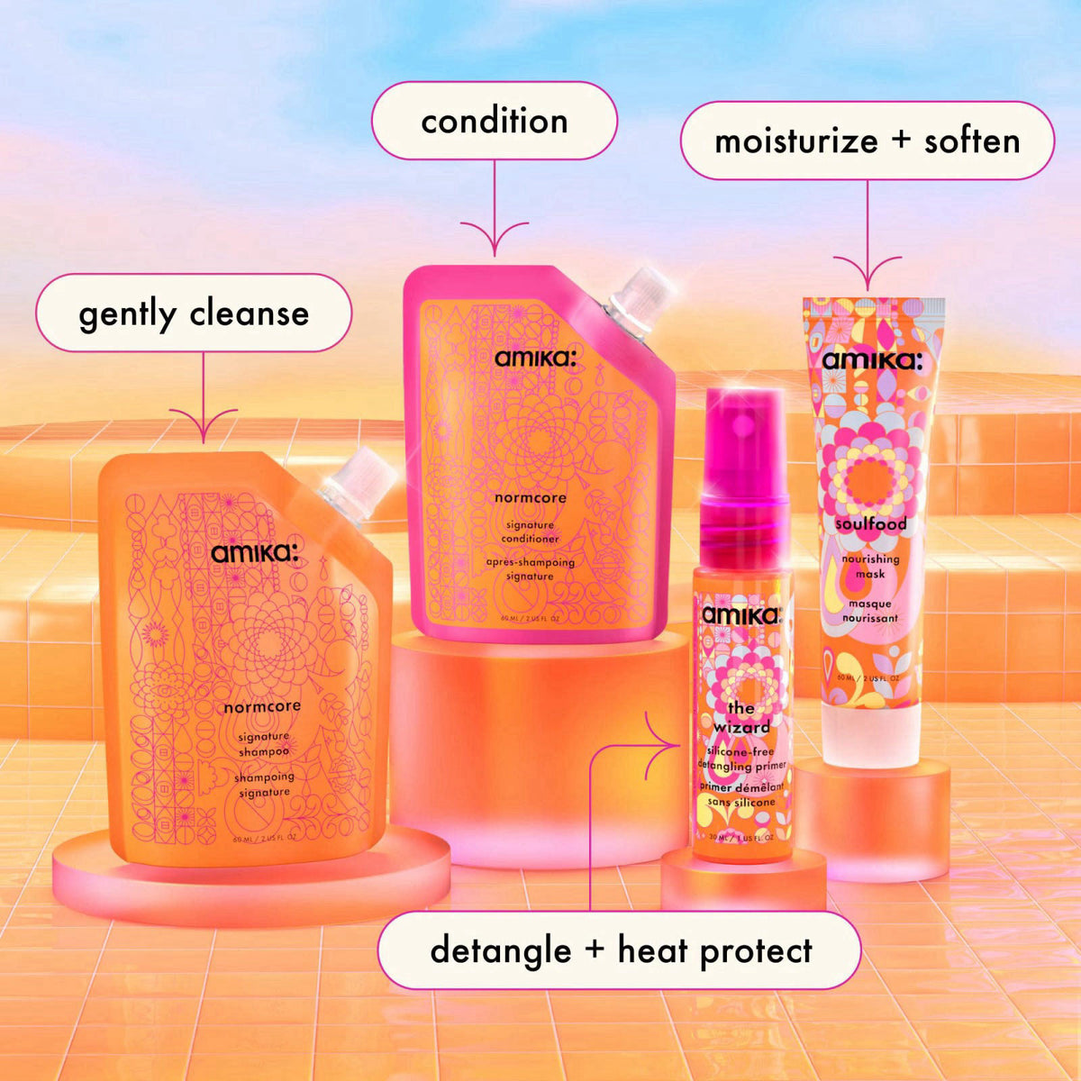 amika signature saviors essential trial set – close-up detail