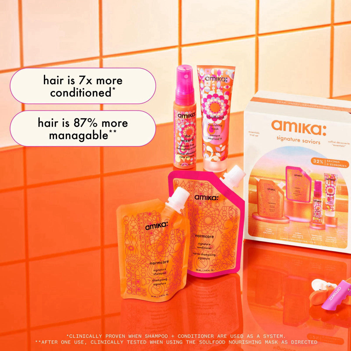 amika signature saviors essential trial set – packaging and label