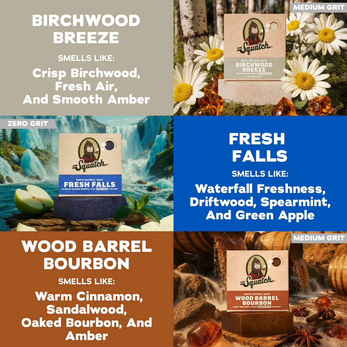 Dr. Squatch Natural Men’s Bar Soap, Body Soap Bar (5oz, 3-Pack) – packaging and label