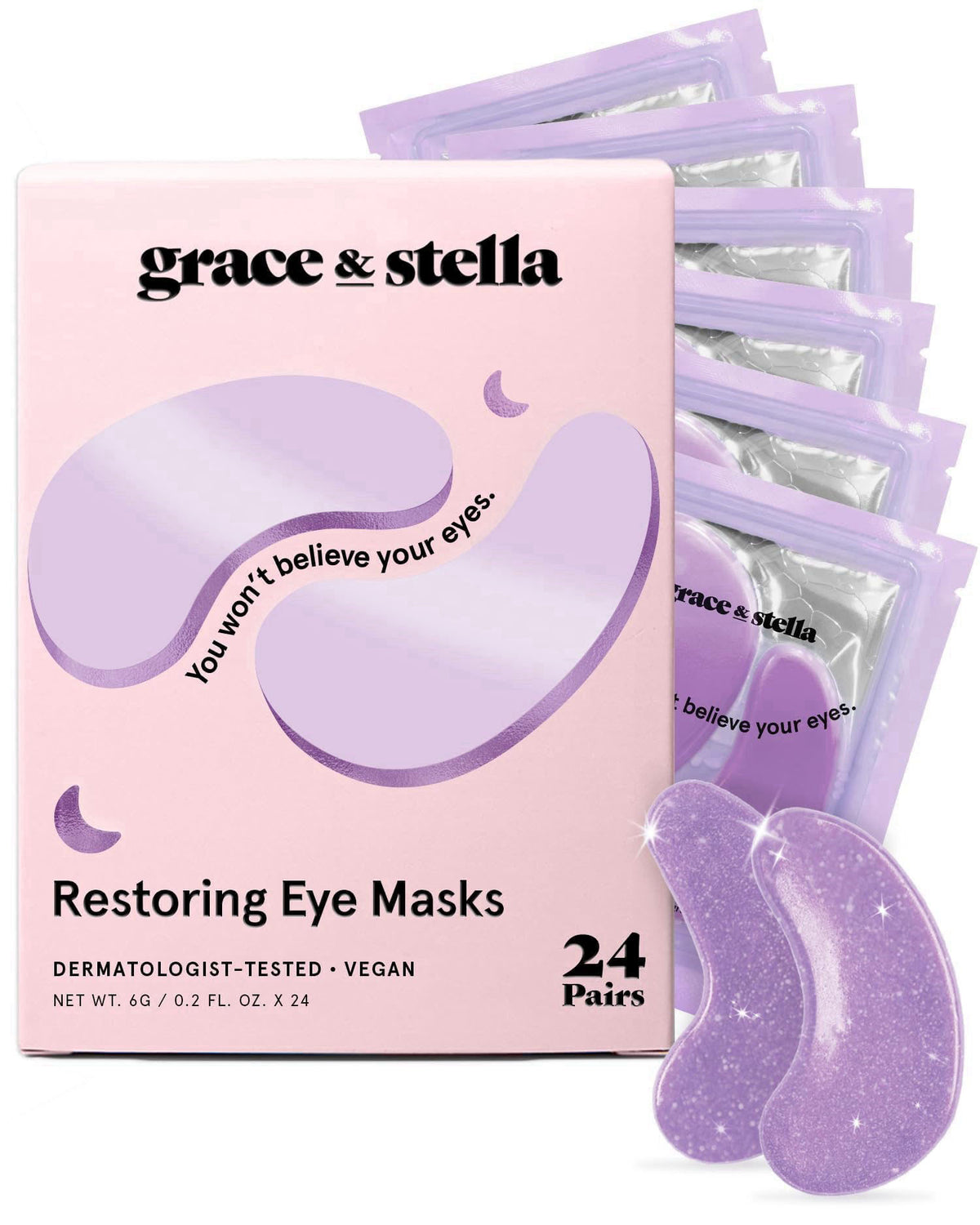 grace & stella Retinol Under Eye Patches for Wrinkles (Purple,24 Pairs) – product photo (Masks)