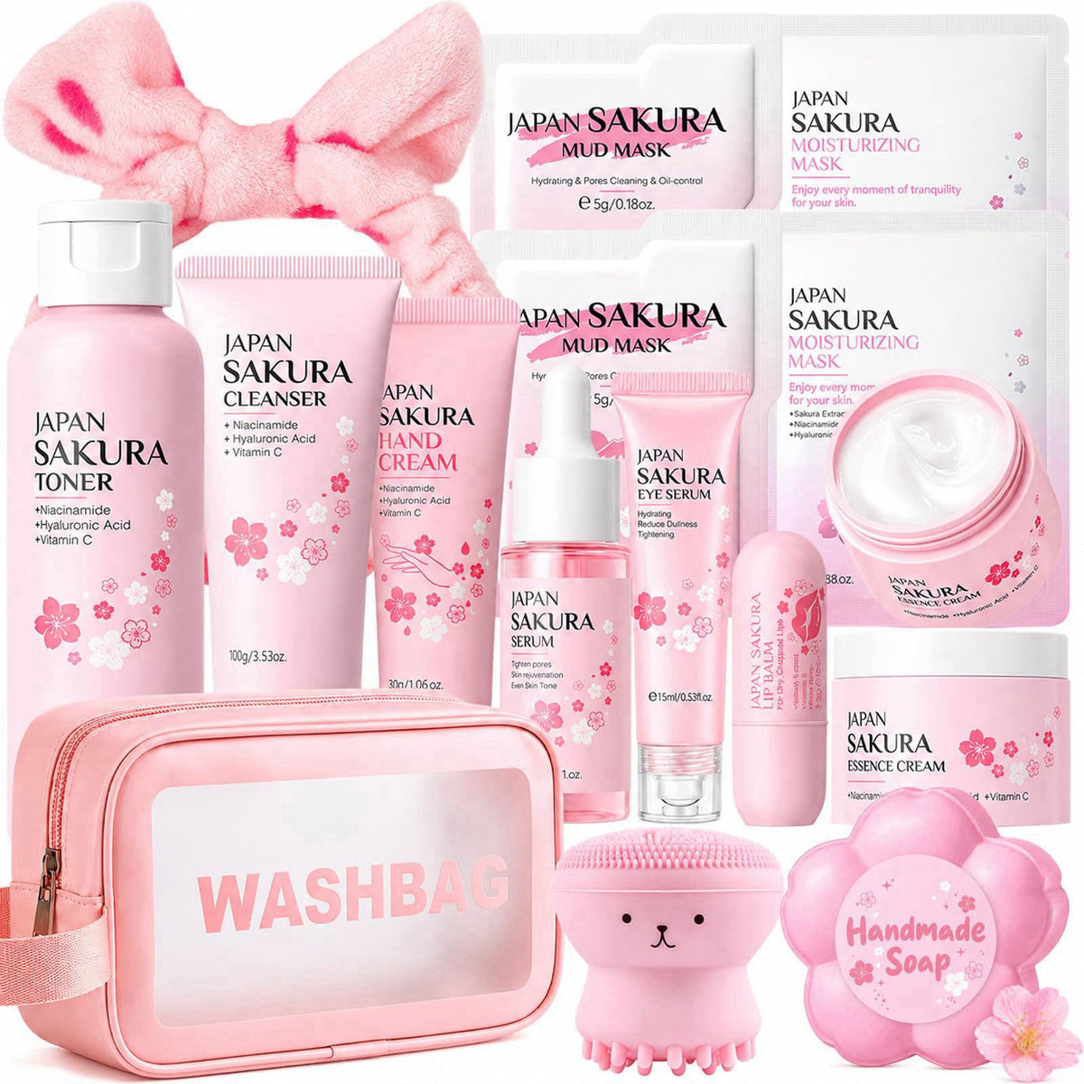 Sulily Sakura Skin Care Set for Kids Teen Girls,15 PCS Facial Skincare Gift Stuff – product photo (Sets &amp; Kits)
