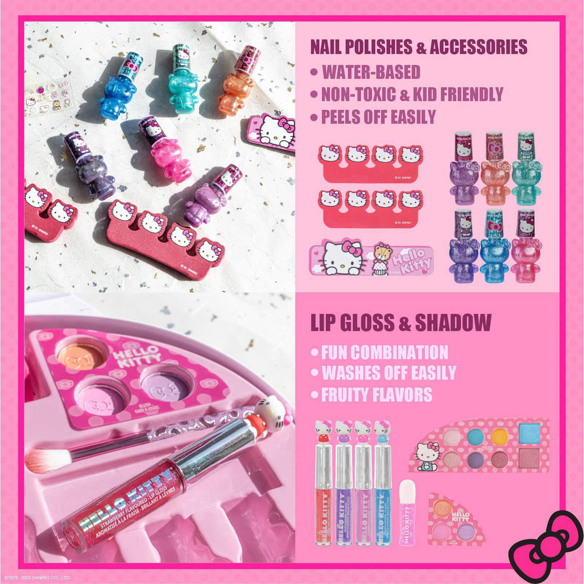 Townley Girl Hello Kitty Face Makeup Vanity Set with Light-Up Mirror – packaging and label