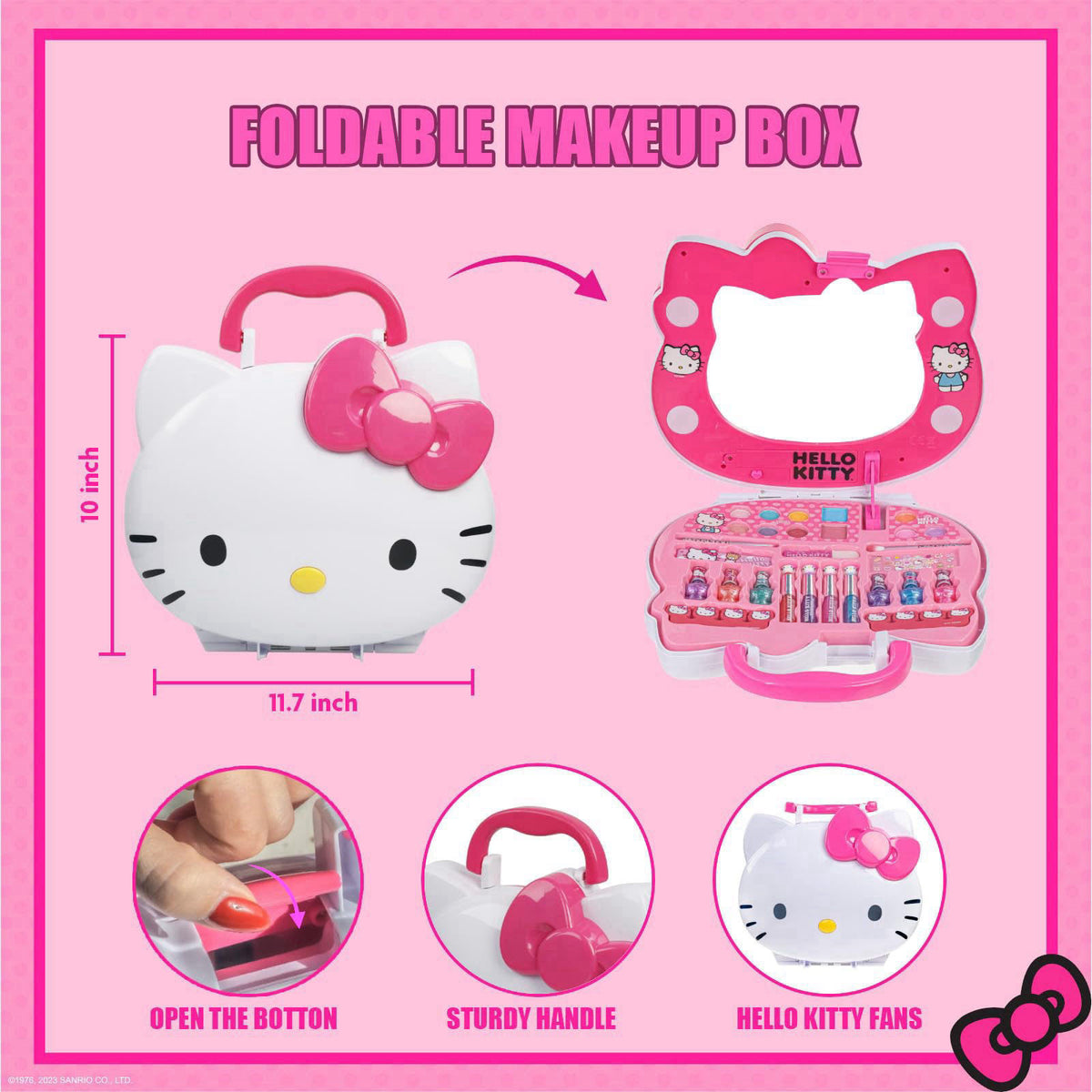 Townley Girl Hello Kitty Face Makeup Vanity Set with Light-Up Mirror – alternate angle