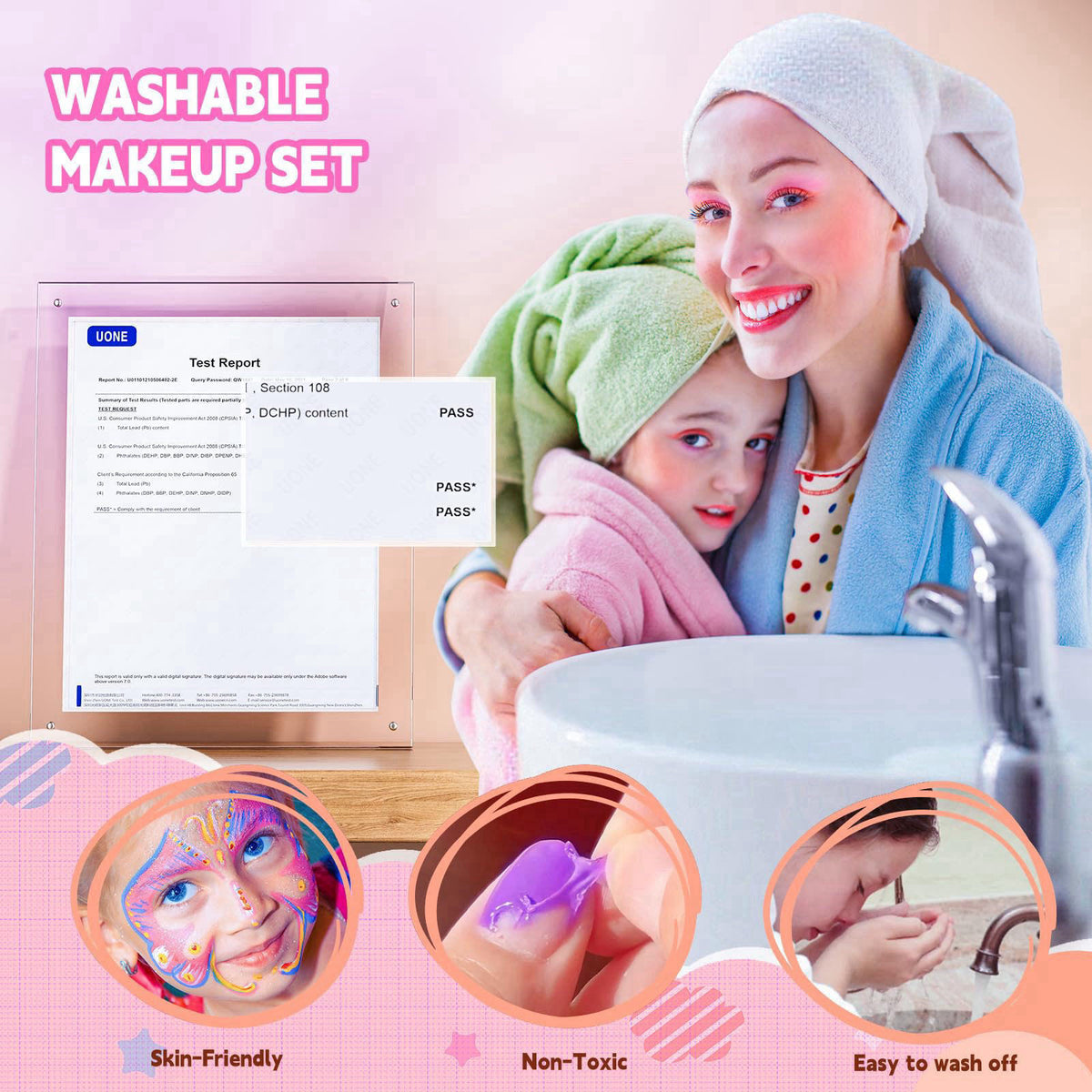 Beayuck Kids Makeup Kit for Girls - Girls Makeup Kit Toys, Real Washable Cosmetic Set with Storage Case, Kids Play Makeu