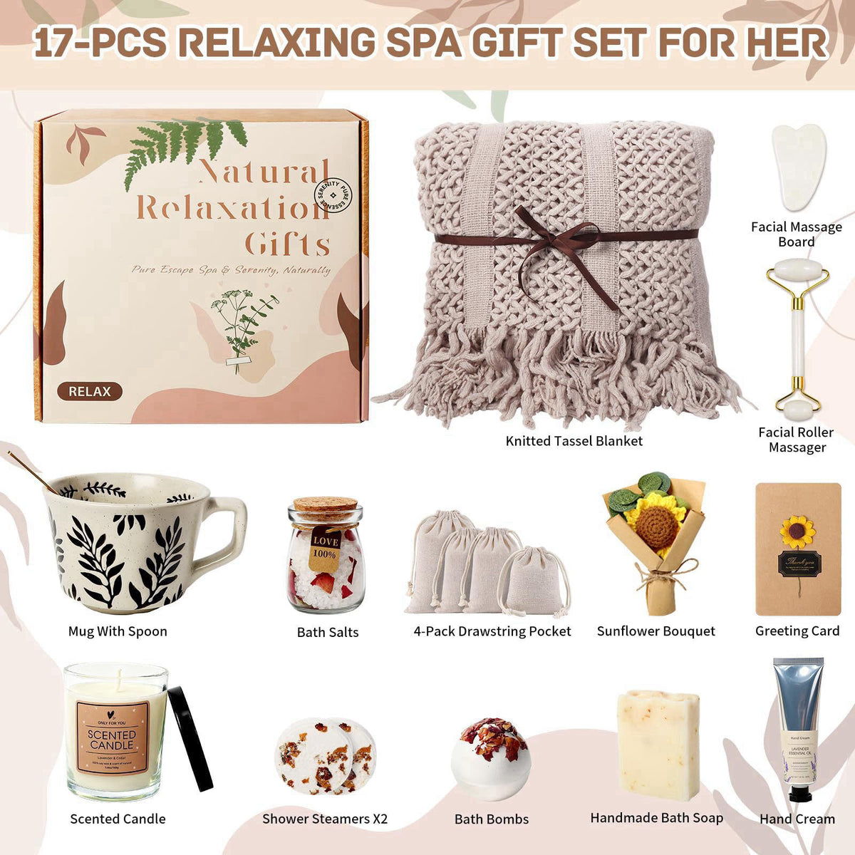 Joyvella Birthday Gift for Women, Get Well Soon Self Care Package, Unique Spa Gift Basket Thank You Gifts for Mom Grandm