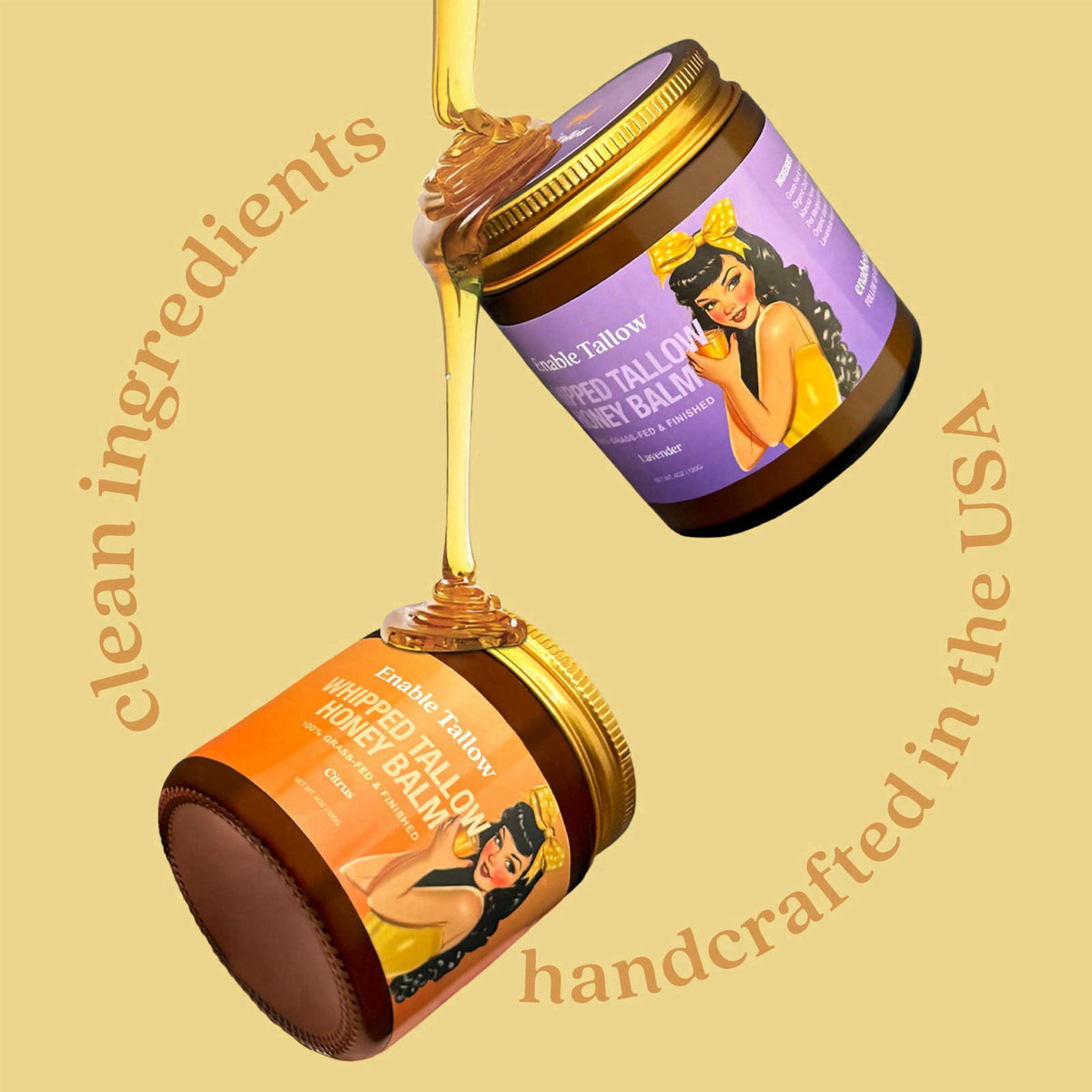 Enable Tallow Face & Body Cream – Whipped Beef Tallow & Manuka Honey Balm for Dry Skin, Eczema & Sensitive Skin – Natura