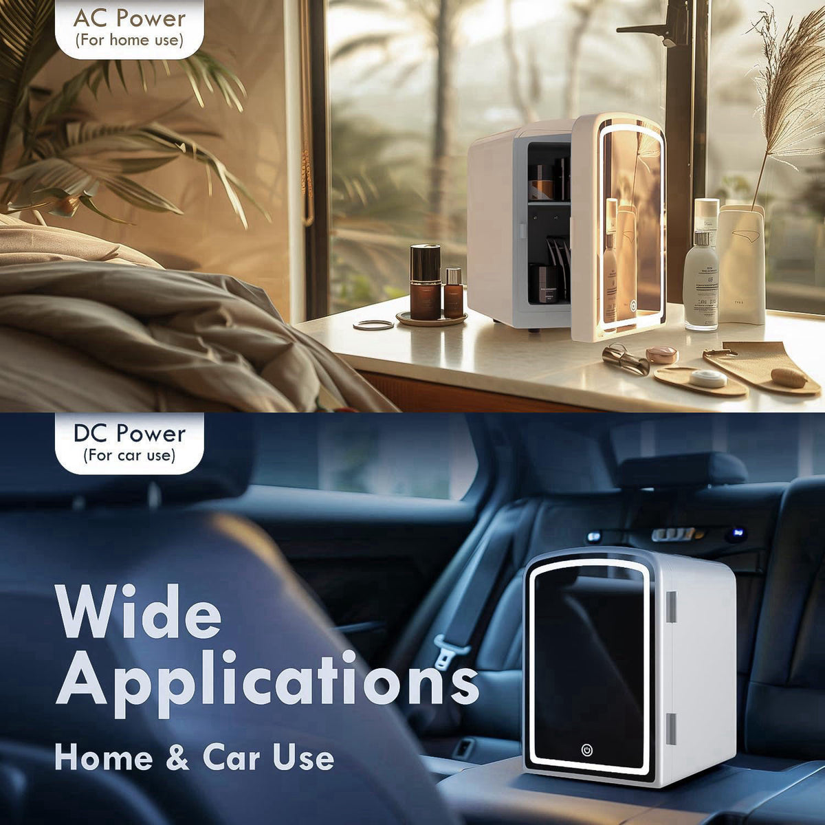 COYCYQI 4L Mini Skincare Fridge with Dimmable LED Mirror, Portable Beauty Refrigerator for Makeup, Cosmetic, Personal Sm