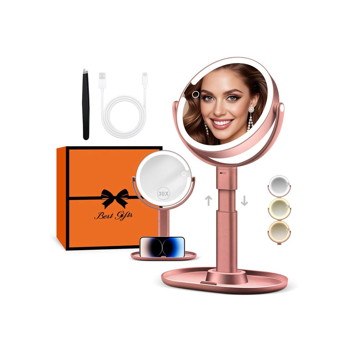 B Beauty Planet Makeup Mirror, Double-sided Lighted Magnifying Mirror 30X – product photo (Mirrors)