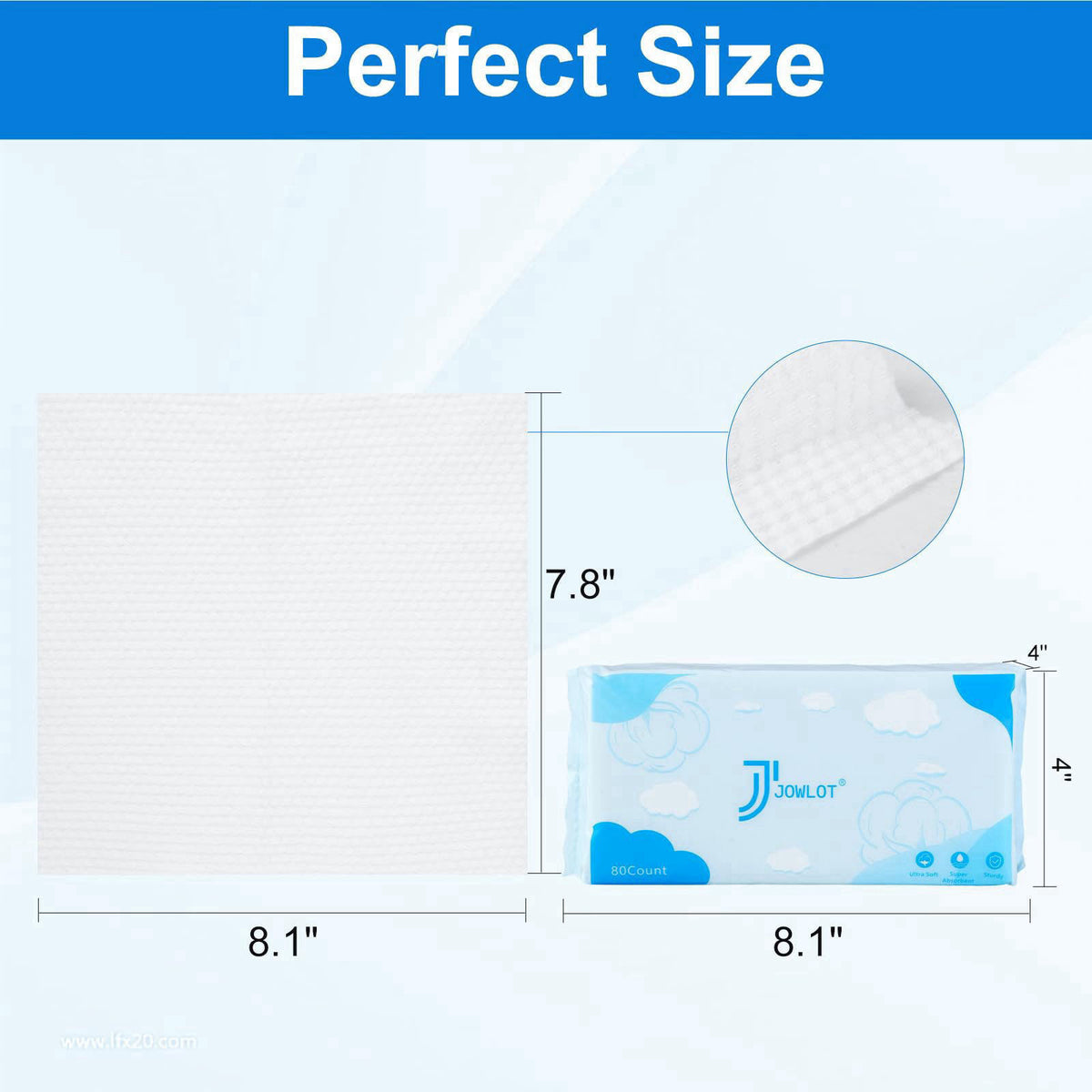 JOWLOT Disposable Face Towels, 480 Count Ultra Soft and Thick Cotton Facial Towels for Sensitive Skin, Dry Wipes Face Ti