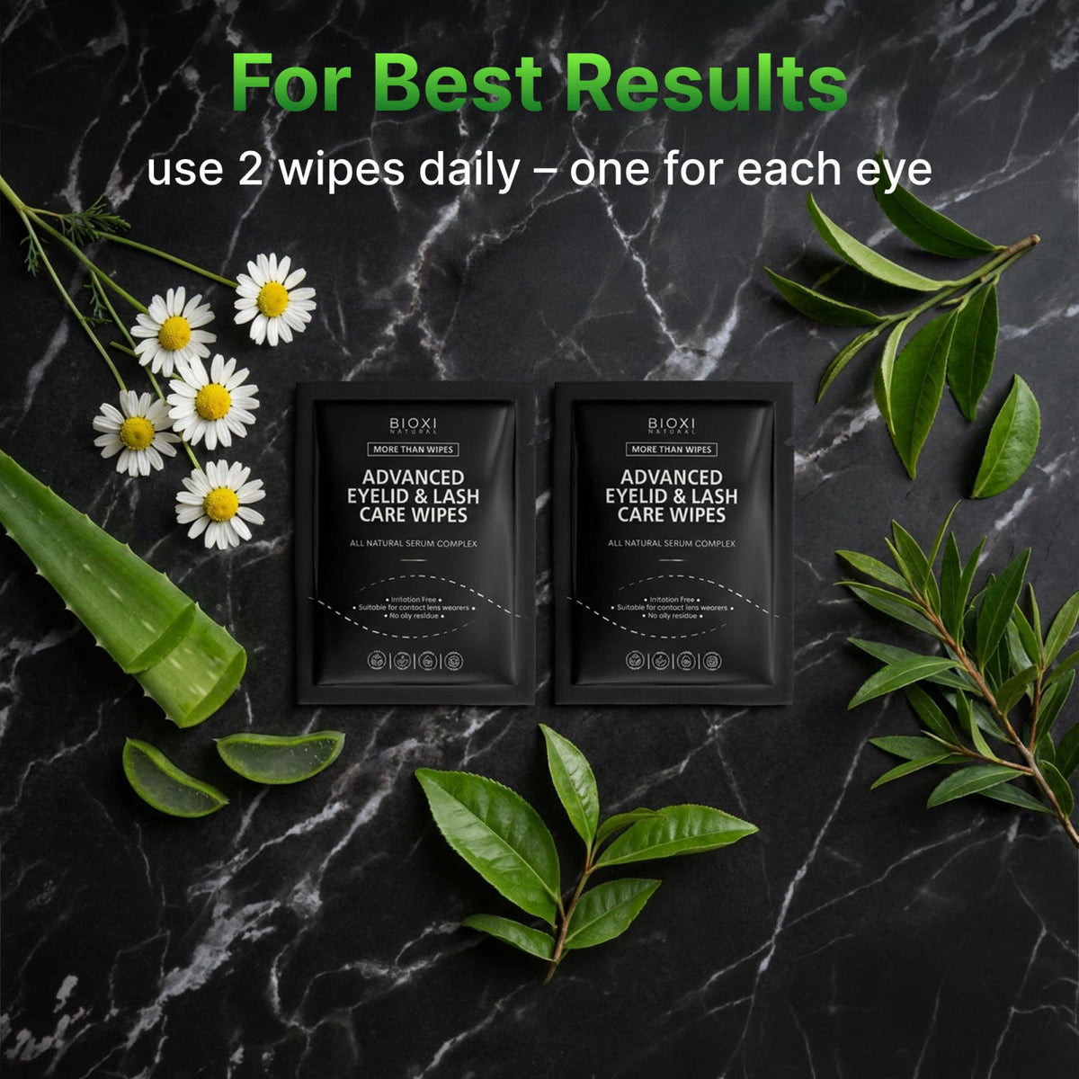 BIOXI Eyelid & Lash Cleansing Serum 60 Wipes for Itchy Stye Eye - Gentle Eye Area Cleansing - Advanced Natural Korean Fo