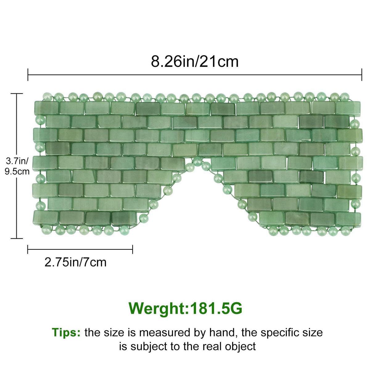 ideayard Jade Eye Mask, Natural Jade Stone Beaded Eye Cover with Adjustable Strap for Hot & Cold Therapy, Soothing Eye C