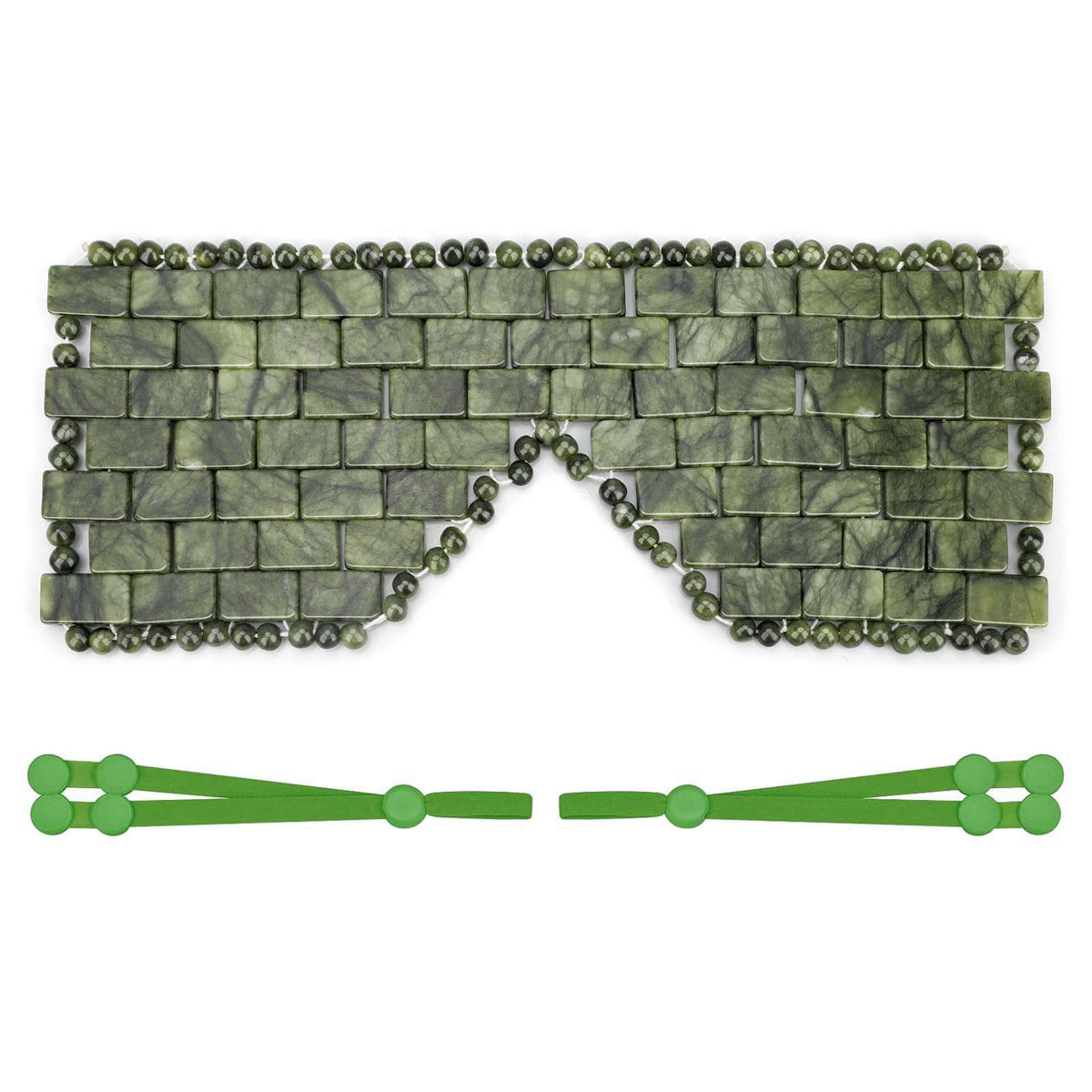 ideayard Jade Eye Mask, Natural Jade Stone Beaded Eye Cover with Adjustable Strap for Hot & Cold Therapy, Soothing Eye C