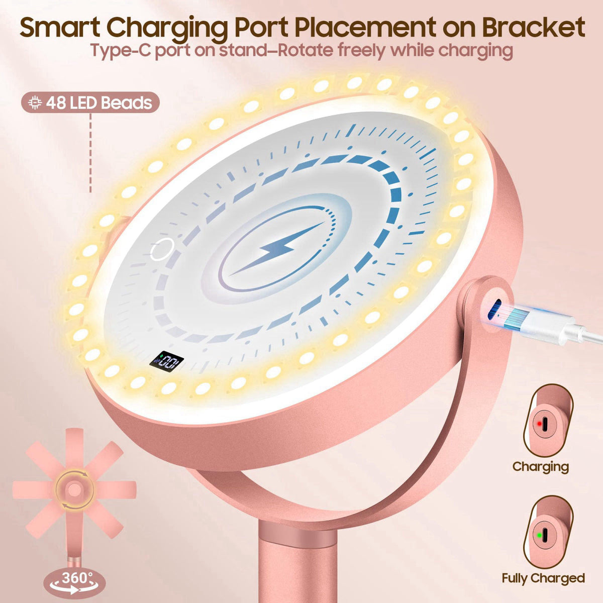 GOMIPURU Makeup Magnifying Mirror with Light 30X/1X, Digital Display, 2-Sided Touch Control, Makeup Mirror with 3 Color 