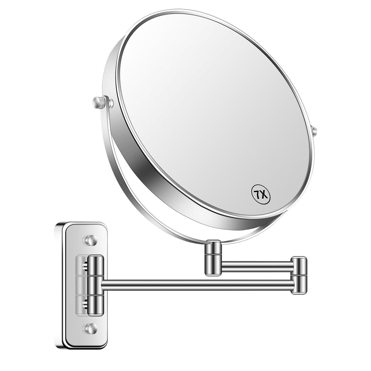 BTremary 9” Large Wall Mounted Makeup Mirror 1X/7X Double-Side Bathroom Magnifying Mirror 360 Swivel Vanity Mirror Exten