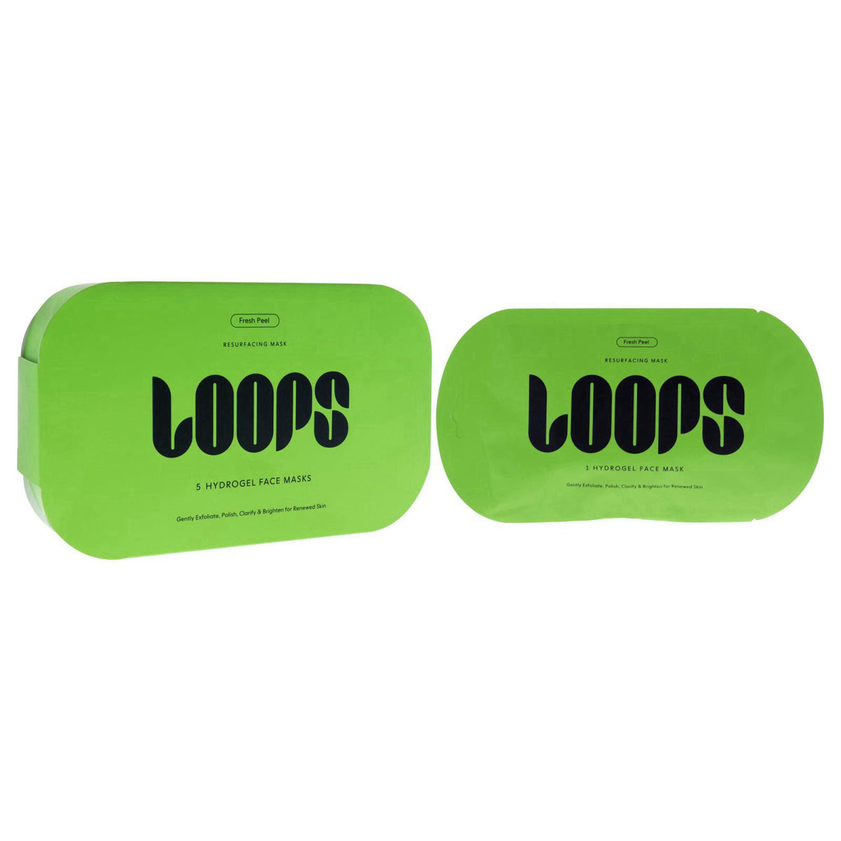 LOOPS Fresh Peel - Resurfacing Hydrogel Korean Face Mask, 5pc – packaging and label