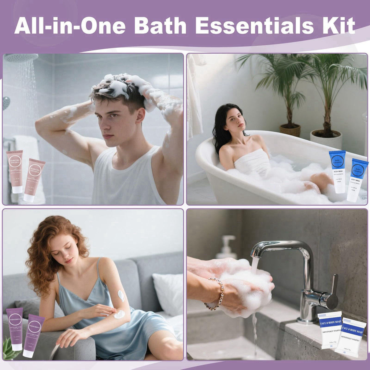 RSQAZQ Travel Size Toiletries Set Bulk, Individually Wrapped 1 Fl Oz (80 Pack) – alternate angle