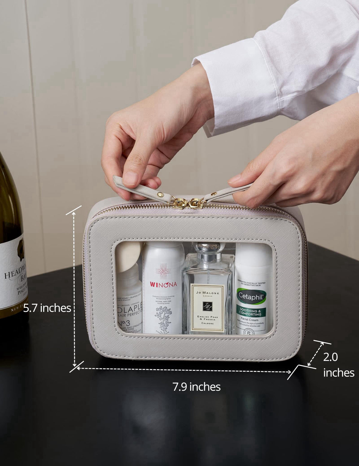 Popvibe Clear Makeup Case Toiletry Bag Travel Medium Clear Cosmetic Bag with Zipper, Small Make Up Bag Organizer Traveli