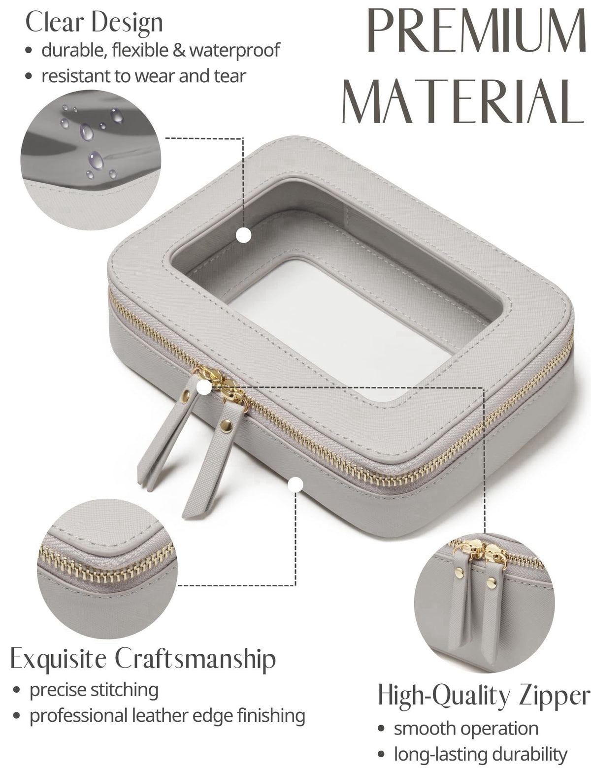 Popvibe Clear Makeup Case Toiletry Bag Travel Medium Clear Cosmetic Bag with Zipper, Small Make Up Bag Organizer Traveli