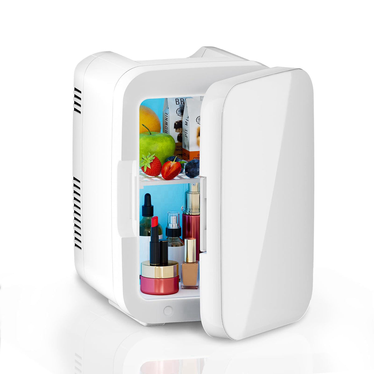 JrostKault Mini Fridge 4L/6 Can, Portable Cooler and Warmer for Skincare, Makeup, Food and Drinks, Small Personal Refrig