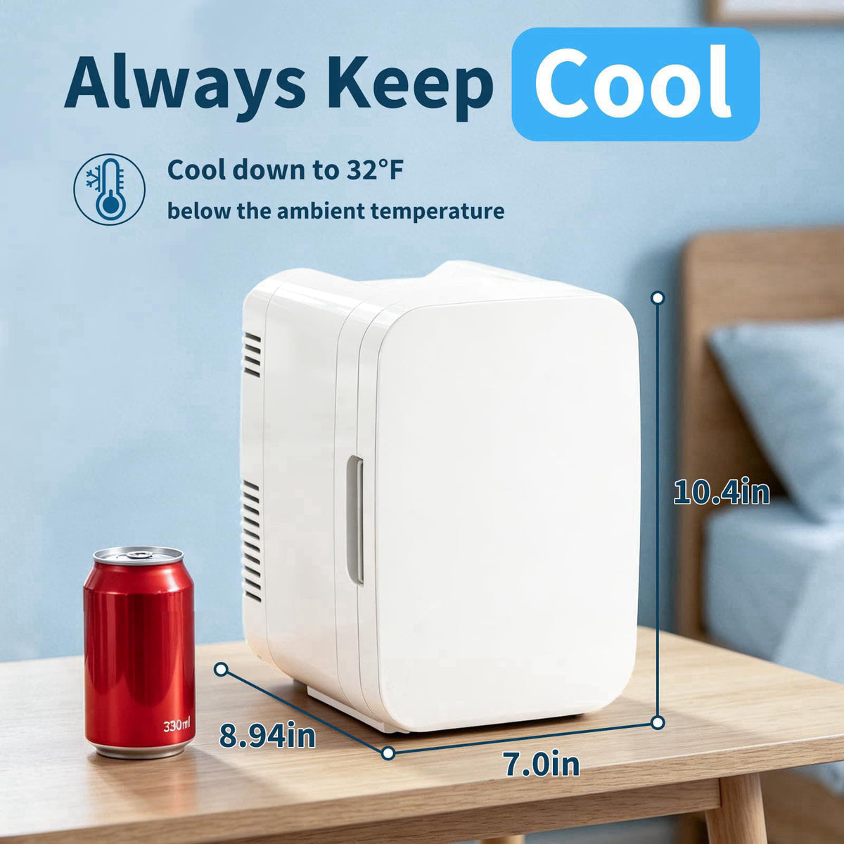 JrostKault Mini Fridge 4L/6 Can, Portable Cooler and Warmer for Skincare, Makeup, Food and Drinks, Small Personal Refrig