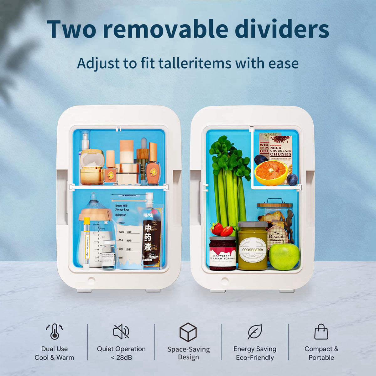 JrostKault Mini Fridge 4L/6 Can, Portable Cooler and Warmer for Skincare, Makeup, Food and Drinks, Small Personal Refrig
