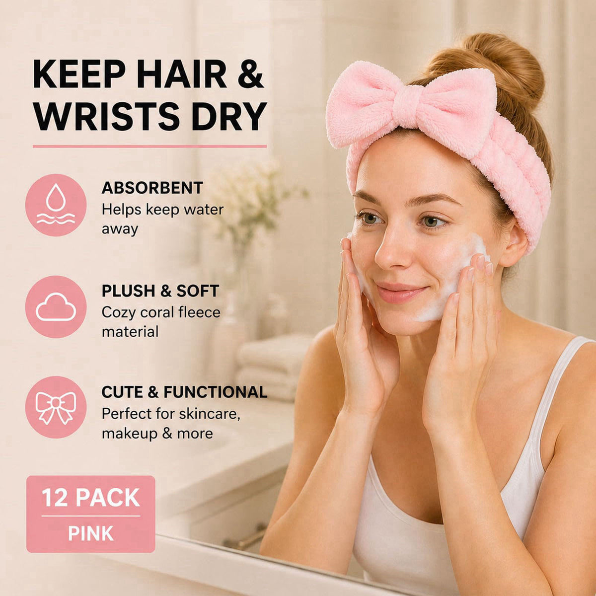 Skincare Accessories Set - Makeup Headband - Cotton Rounds - Hair Clips – full view