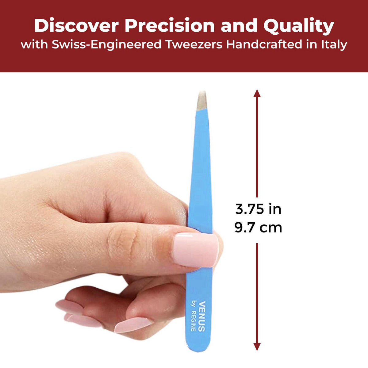 Regine Switzerland Venus by Regine Slant Tweezers, Blue – close-up detail