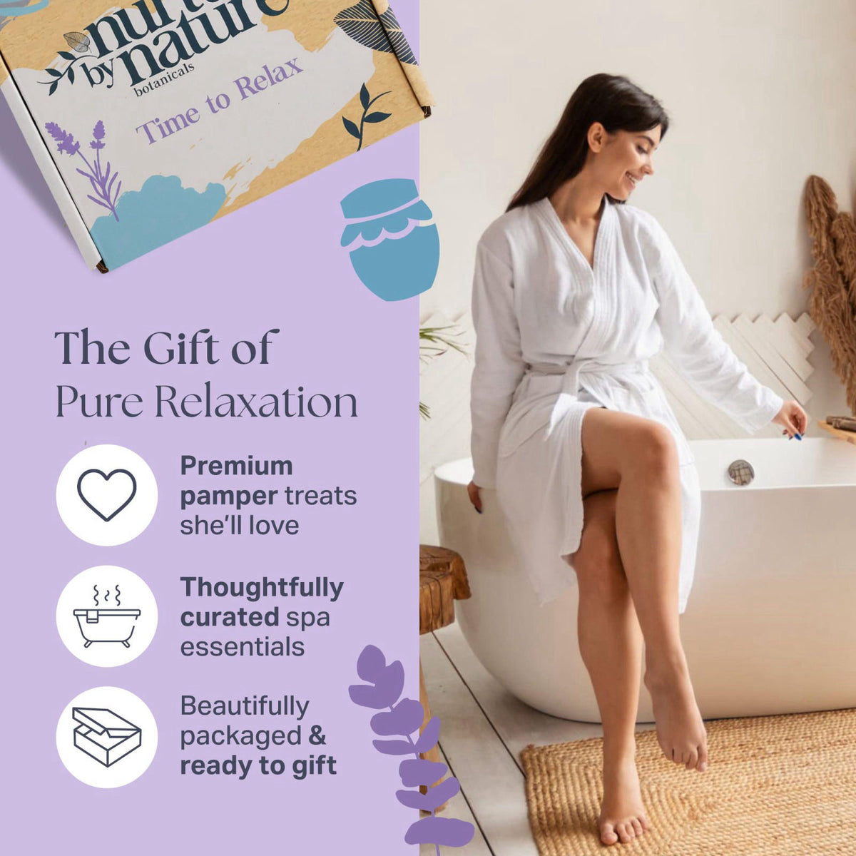 Nurture by Nature Botanicals Nurture by Nature Spa Gift Baskets for Women - at Home Spa Kit, Bath Set – product photo (S
