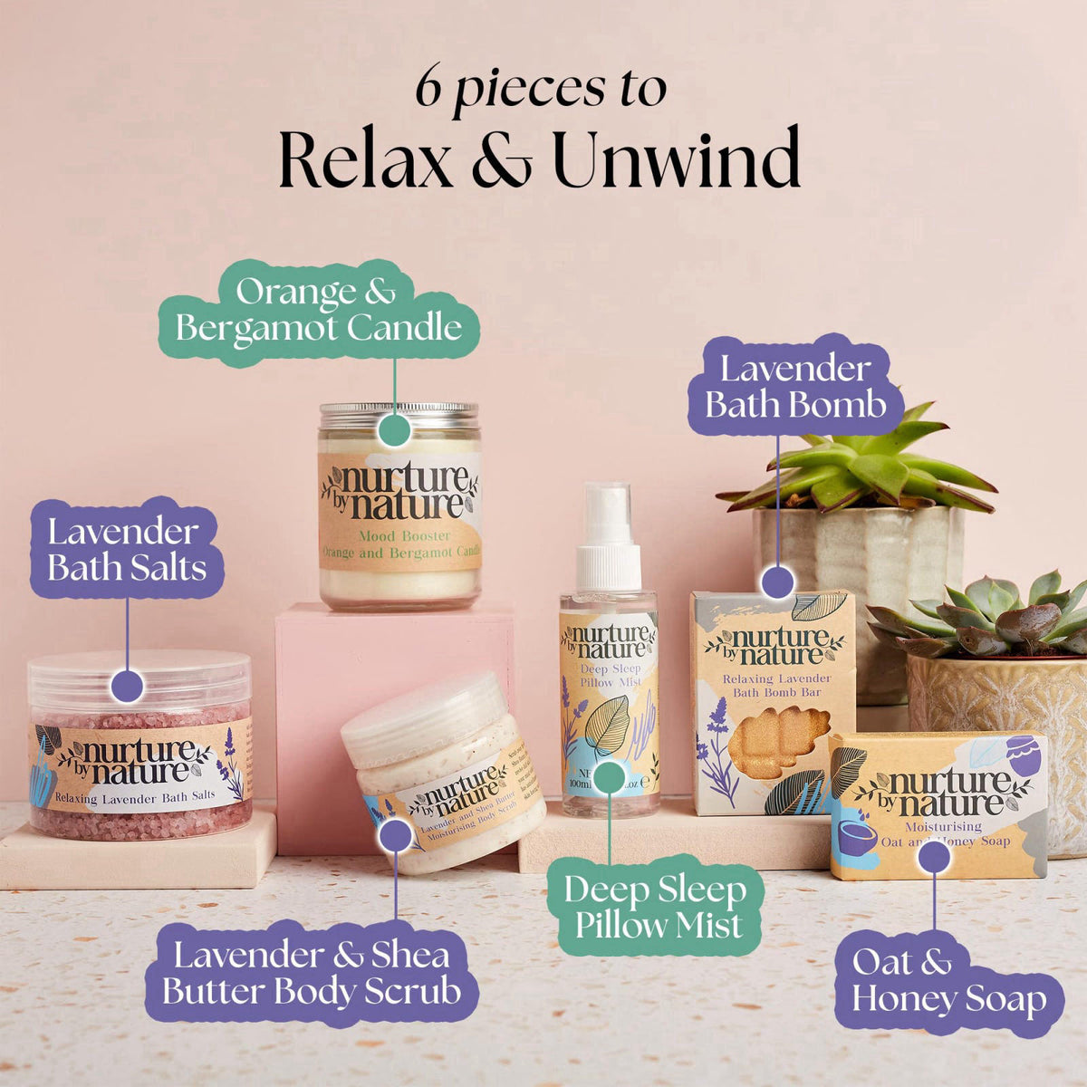 Nurture by Nature Botanicals Nurture by Nature Spa Gift Baskets for Women - at Home Spa Kit, Bath Set – full view