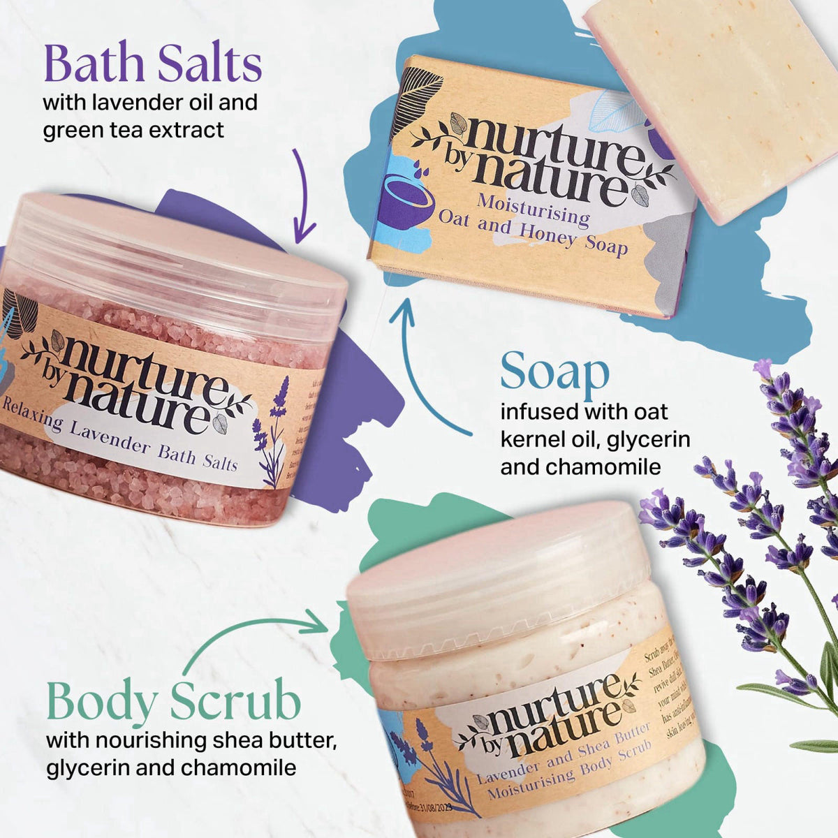Nurture by Nature Botanicals Nurture by Nature Spa Gift Baskets for Women - at Home Spa Kit, Bath Set – alternate angle