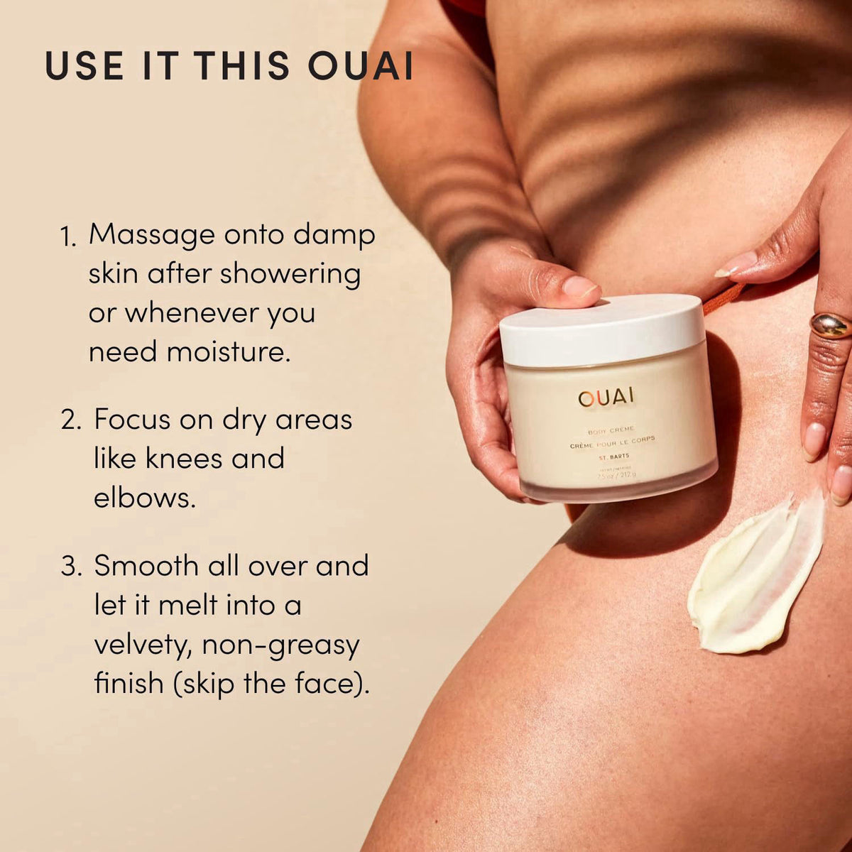 OUAI Body Cream - Hydrating Whipped Body Cream - St. Barts (7.5 oz) – alternate angle