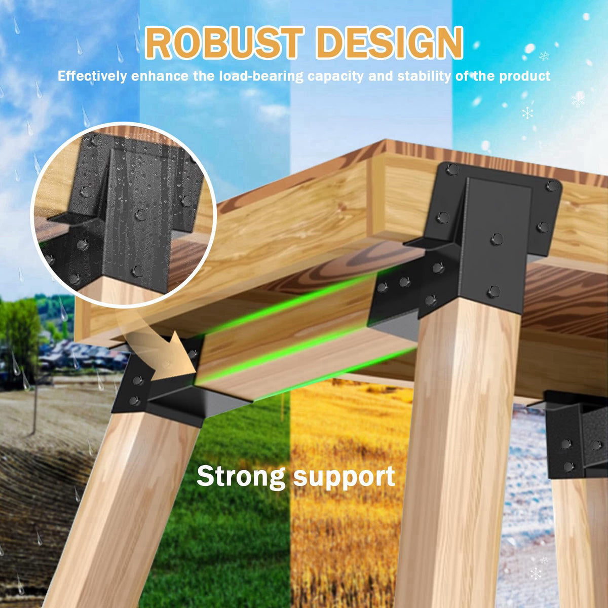 TAYORY 4 Pcs Deer Stand Brackets 4x4 (Strengthen Support, Easy Installation), Outdoor Angle Brackets with Powder-Coated 