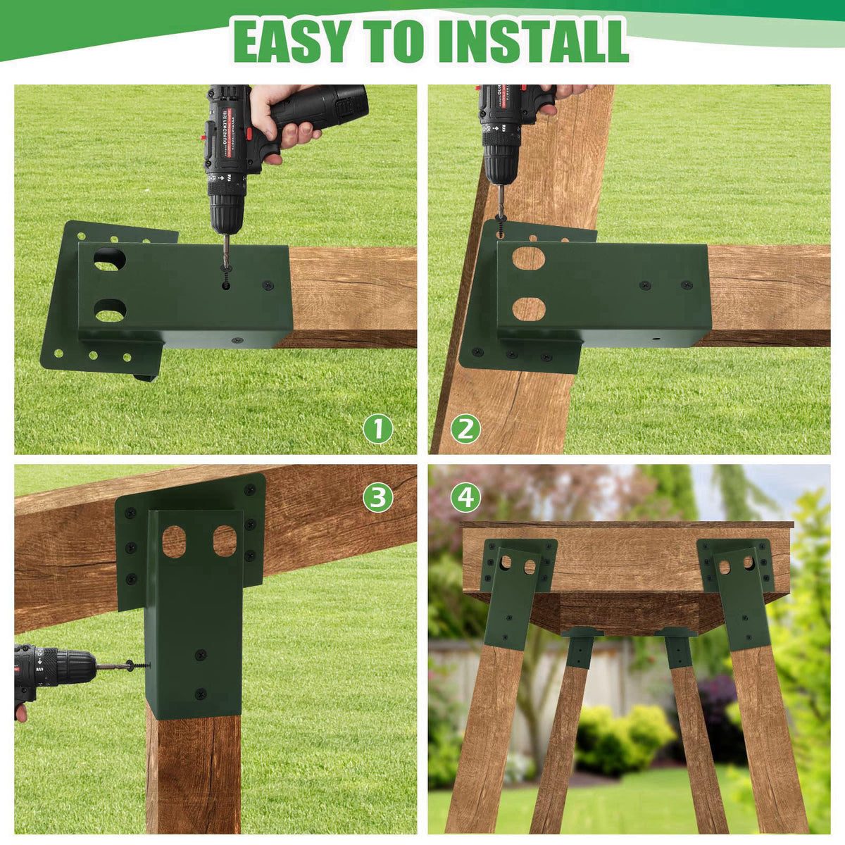 XIHUWZ 4"x 4" Compound Angle Brackets for Outdoor Platforms 4Pcs, Deer Hunting, Shooting Shacks, Observation Dec