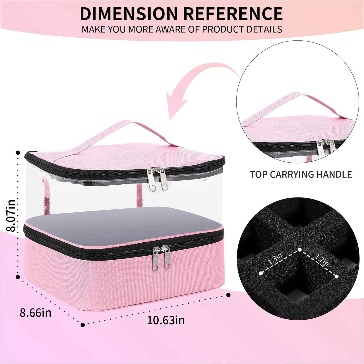 Beloving Clear Nail Polish Organizer Double layer Nail Polish Holds 30 Bottles and Nail Lamp, Nail Dryer Case Storage Su
