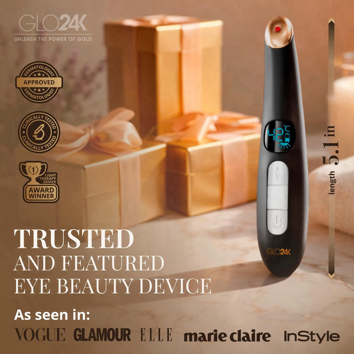 GLO24K UNLEASH THE POWER OF GOLD – Wrinkle &amp; Anti-Aging Devices on display