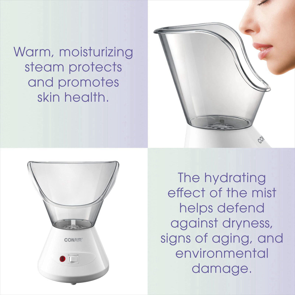 True Glow by Conair Moisturizing Mist Facial Steamer, Warm Steam Face Sauna for Deep Pore Cleansing & Hydration, Home Sp