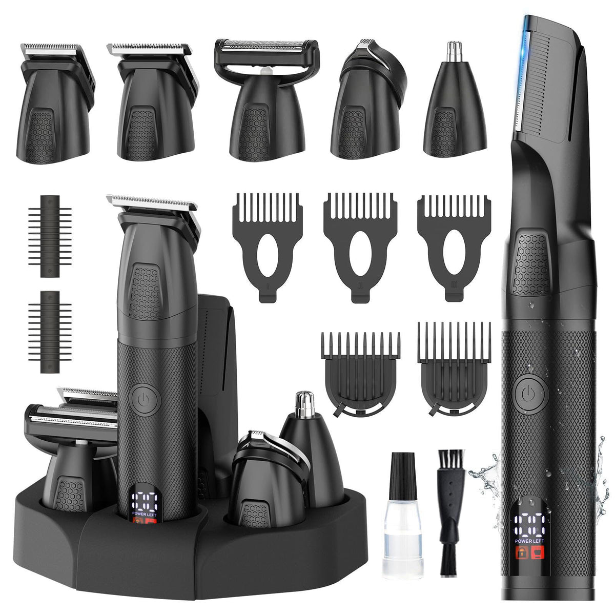Bomxin Manscape Body & Beard Trimmer for Men,Waterproof,6 in 1 Grooming Kit – Black