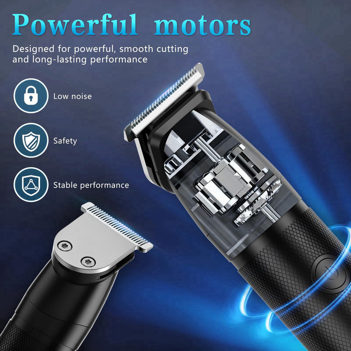 Bomxin Manscape Body & Beard Trimmer for Men,Waterproof,6 in 1 Grooming Kit – close-up detail in Black