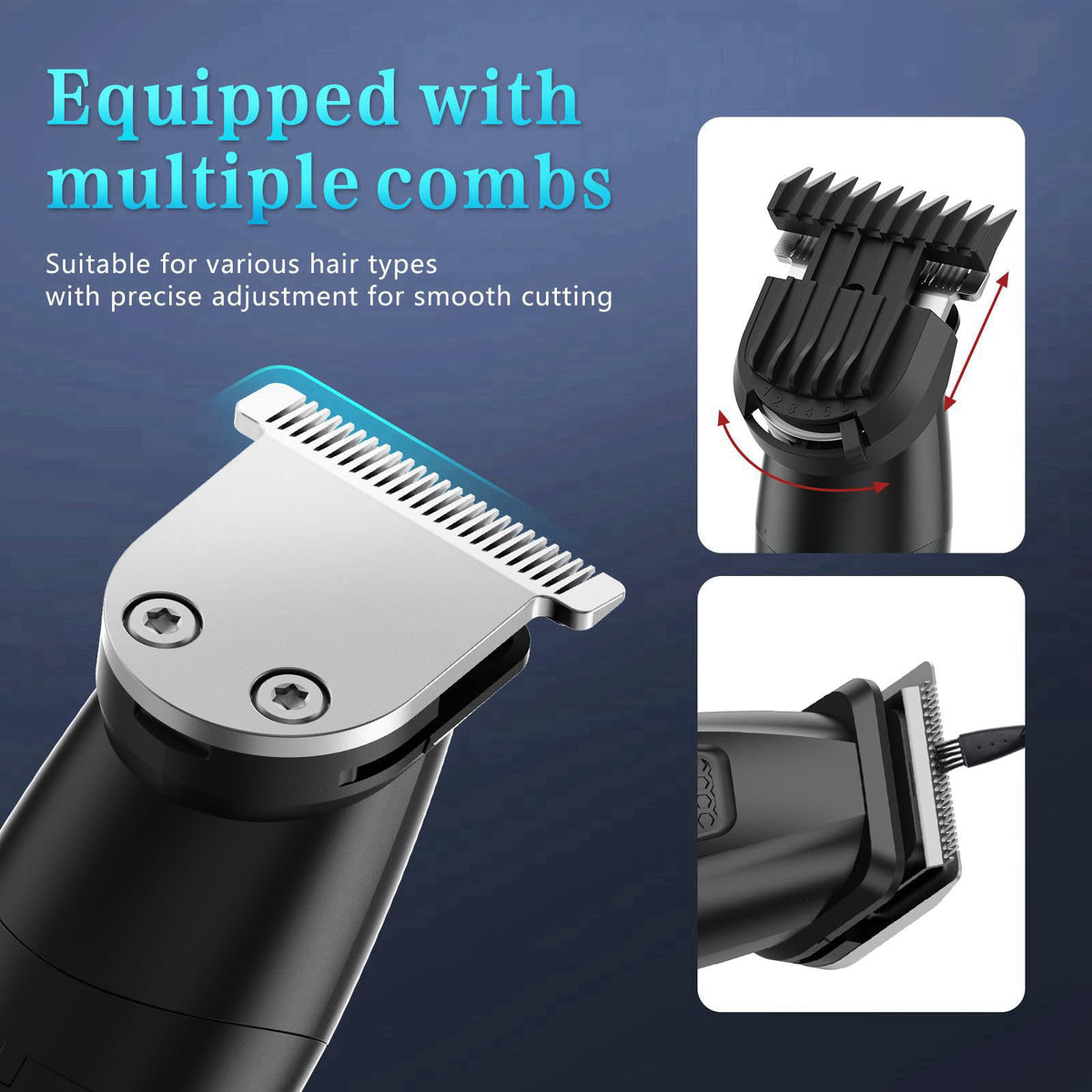 Bomxin Manscape Body & Beard Trimmer for Men,Waterproof,6 in 1 Grooming Kit – back view and specifications