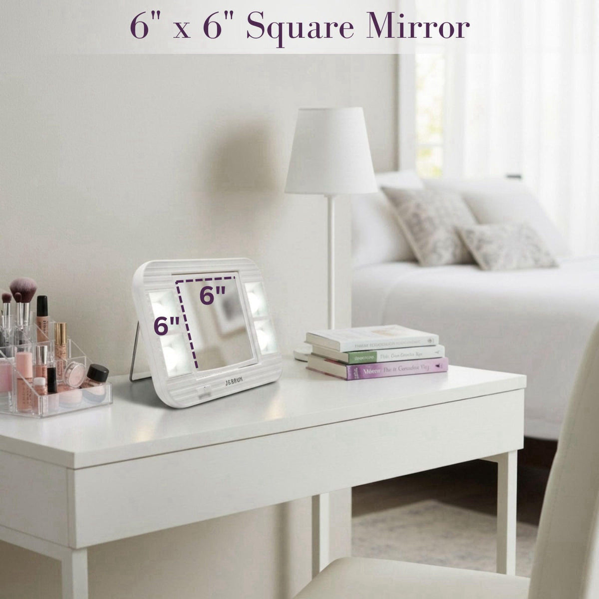 JERDON Lighted Makeup Mirror with 5X Magnification - White - J1015 – alternate angle