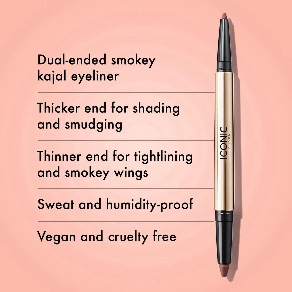 ICONIC LONDON Smokey Eye Dual Ended Eyeliner | Water Resistant – packaging and label