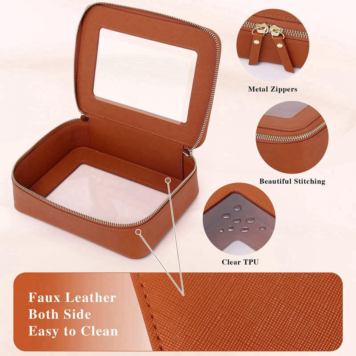 LOFOWN Clear Makeup Bag Set (Brown, L+M+MINI) – alternate angle